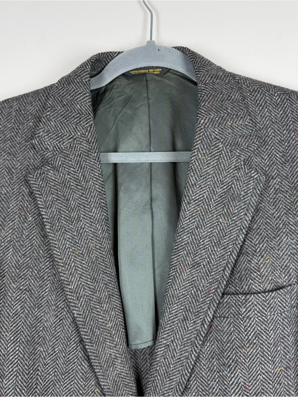 VTG Palm Beach Herringbone Wool Tweed Sport Coat 42L Elbow Patches Academia